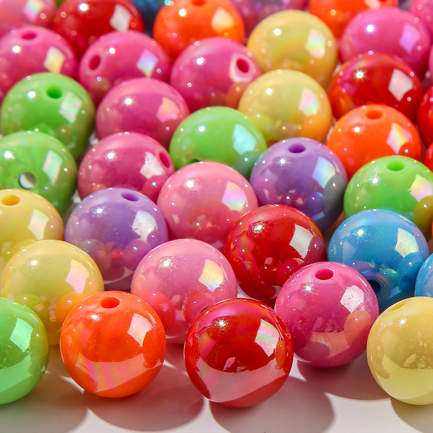 16mm Acrylic Beads Ab Color Beads Round Rainbow Color Beads Multicolor Acrylic Beads for DIY Jewelry Making (Rainbow) - Image 3