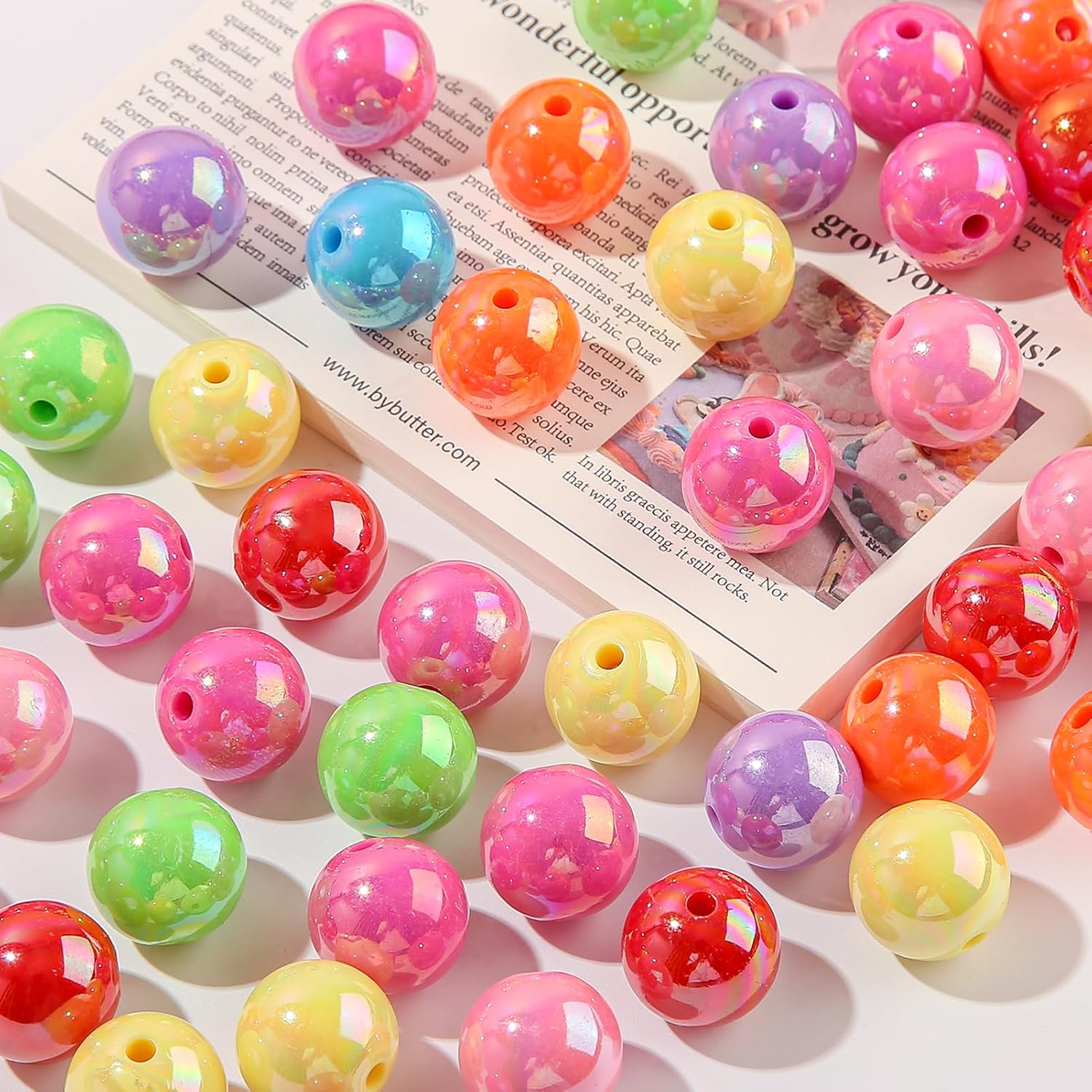 16mm Acrylic Beads Ab Color Beads Round Rainbow Color Beads Multicolor Acrylic Beads for DIY Jewelry Making (Rainbow) - Image 4
