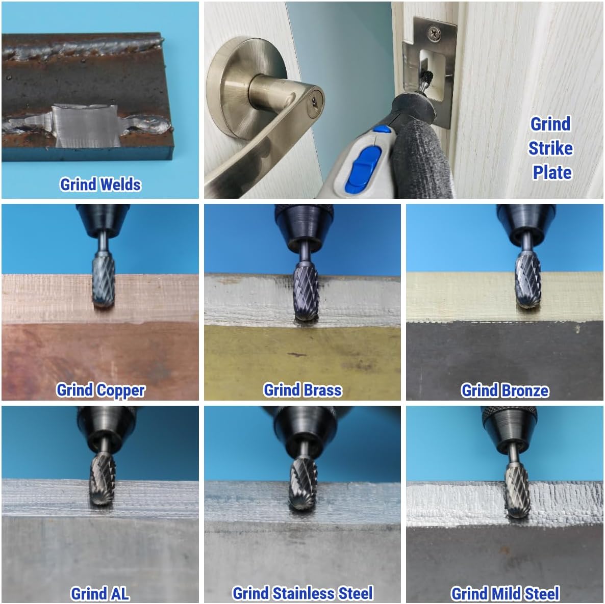 20 Pcs 1/8" Shank Carbide Burr Bits Compatible with Dremel Bits Metal Grinding Bits Wood Stone Carving Cutting Engraving Grinder Kit Attachment Rotary Tool Accessories Set Harder Than Diamond - Image 4