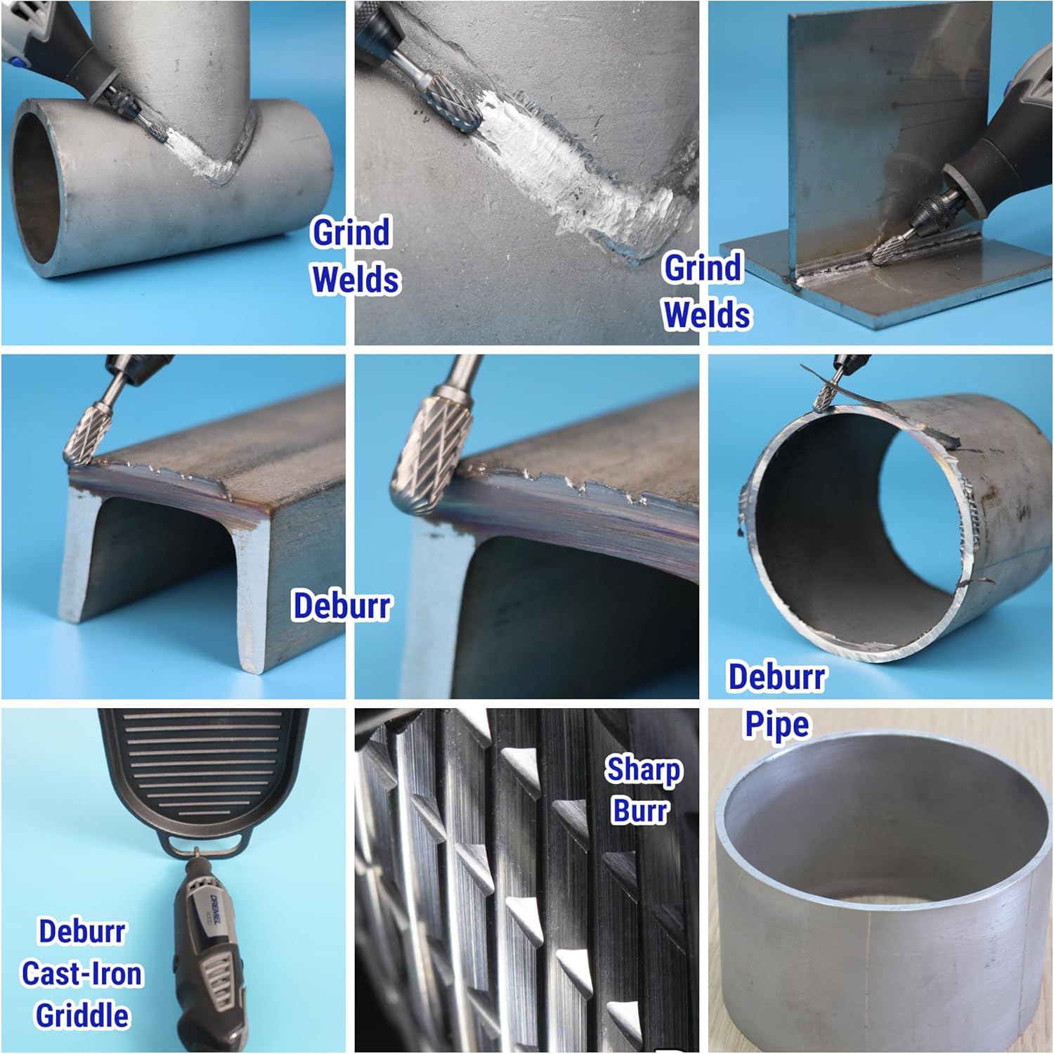 20 Pcs 1/8" Shank Carbide Burr Bits Compatible with Dremel Bits Metal Grinding Bits Wood Stone Carving Cutting Engraving Grinder Kit Attachment Rotary Tool Accessories Set Harder Than Diamond - Image 6