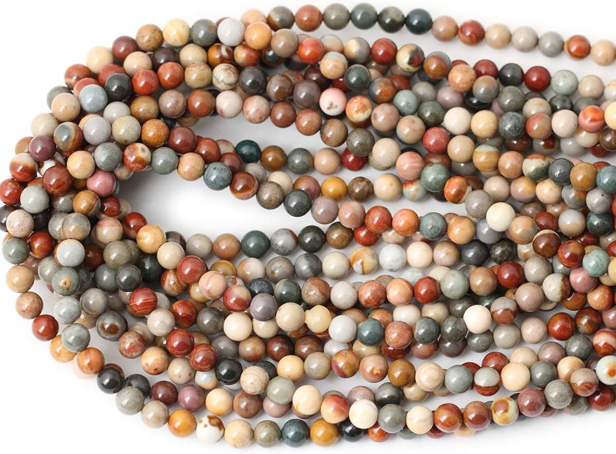 60PCS 6mm Natural USA Picture Stone Gemstone Round Loose Beads for Jewelry Making DIY Findings 1 Strand 15" - Image 3