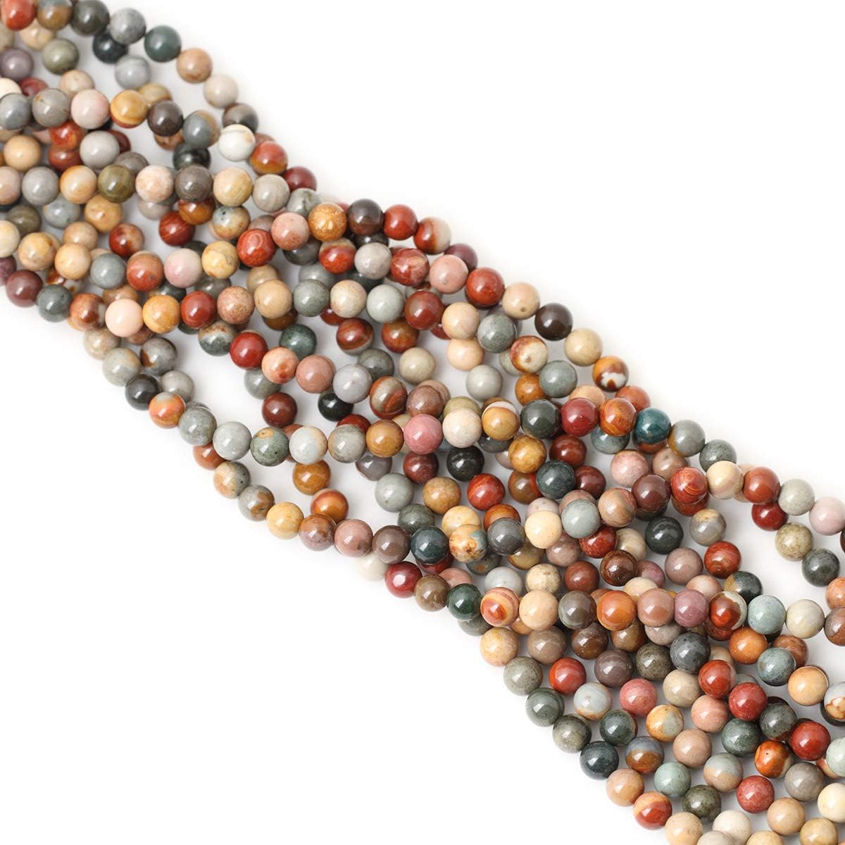 60PCS 6mm Natural USA Picture Stone Gemstone Round Loose Beads for Jewelry Making DIY Findings 1 Strand 15" - Image 4