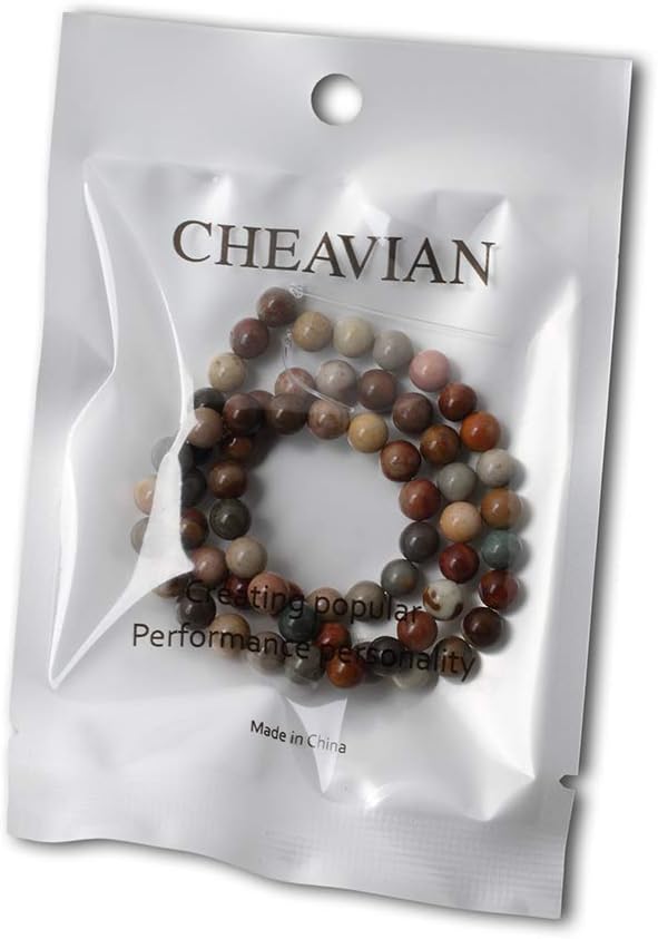 60PCS 6mm Natural USA Picture Stone Gemstone Round Loose Beads for Jewelry Making DIY Findings 1 Strand 15" - Image 5