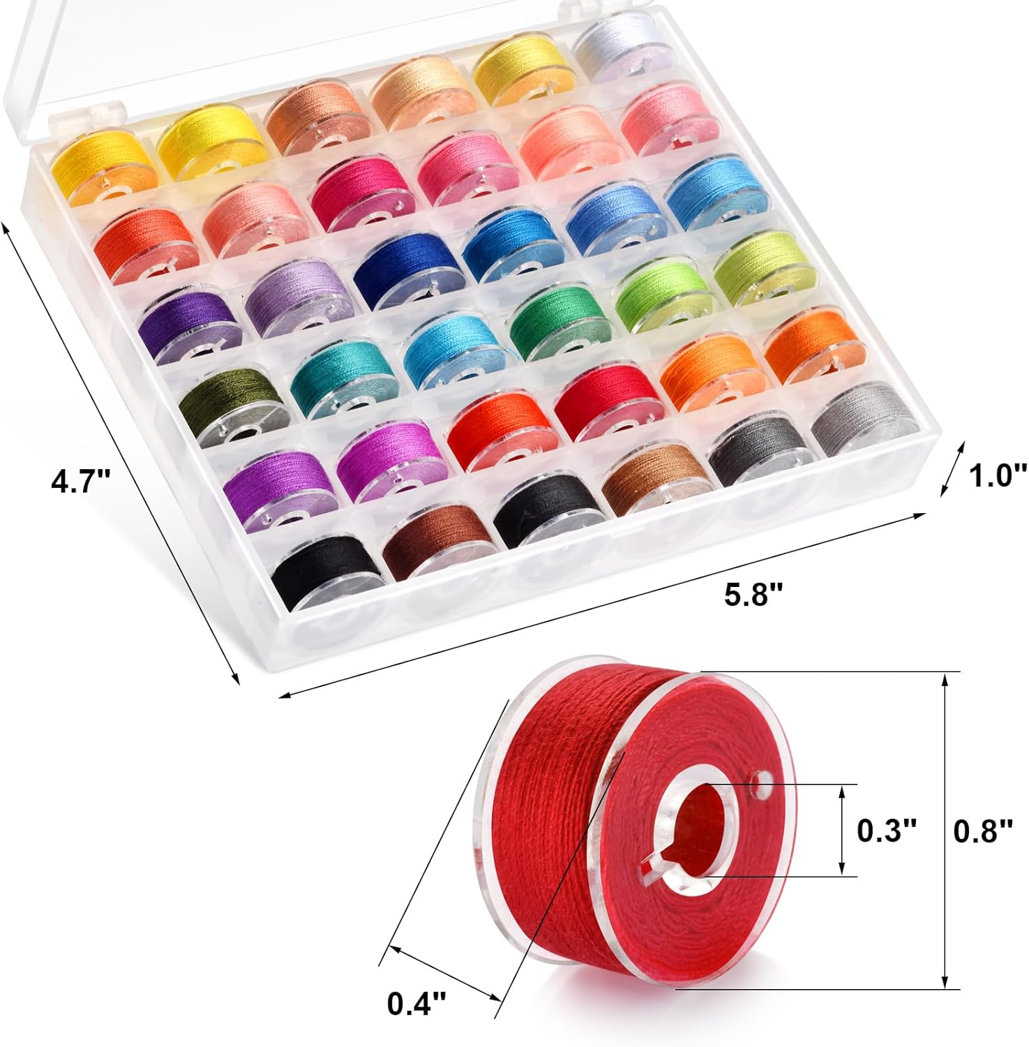 72pcs Sewing Thread kit, 36 Colors Sewing Machine Threads, Prewound Bobbins Sewing Threads Kit, Sewing Machine Thread Assortment, 400 Yards per Spools Polyester Thread - Image 3