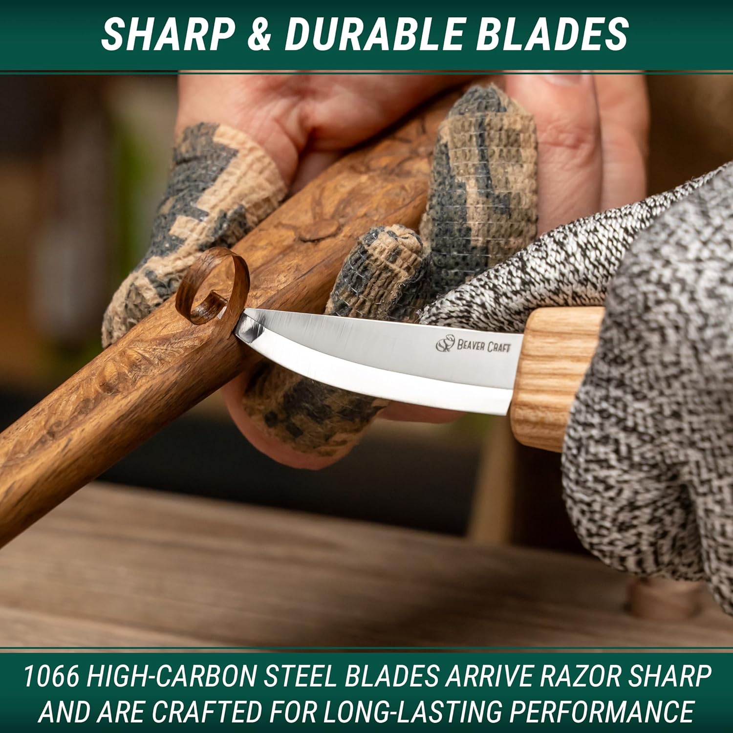 BeaverCraft S01 Wood Spoon Carving Knives Set Spoon Making Tools Kit Whittling Knife Hook Knife Right-handed Bowl Cup Kuksa for Beginners Woodworking Professional Wood Carving Kit - Image 6