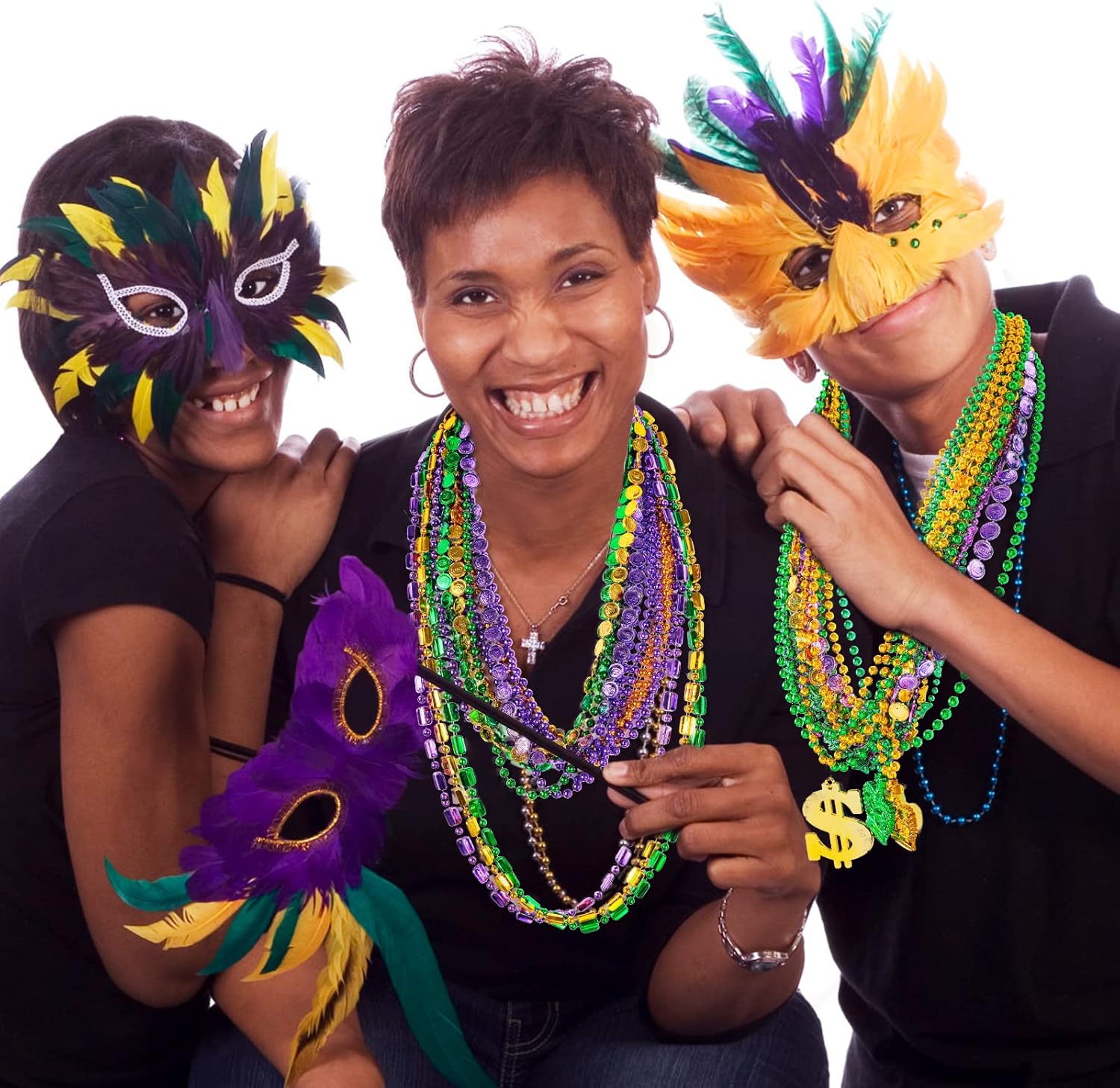 Garma 120 Pcs Metallic Bead Necklaces, Purple Gold Green Mardi Gras Decorations Beads Necklaces for Masquerade Costume Party, Gaysby Themed Party, Costume and Masquerade Parties - Image 6