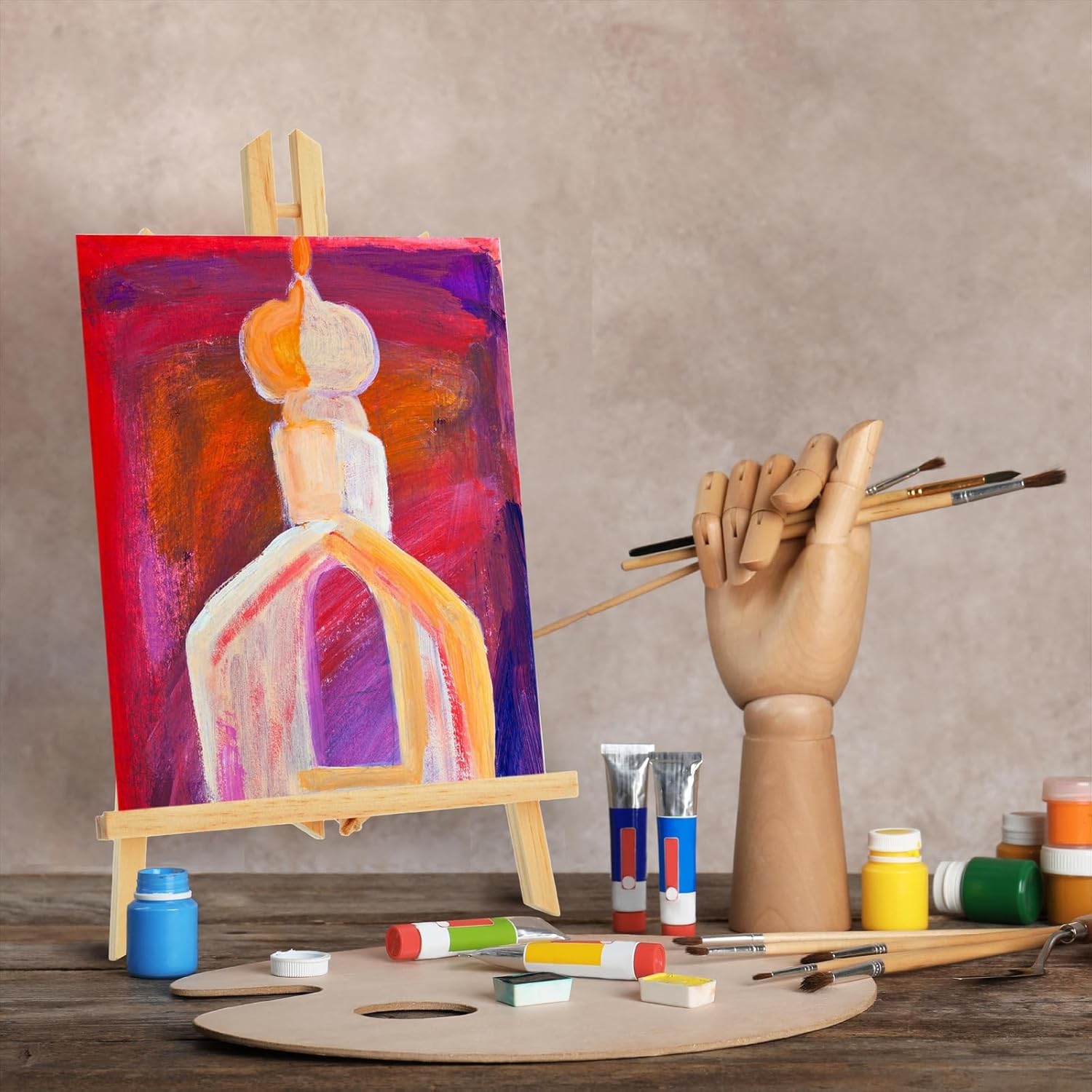 Juvale 12 Pack 13.8-inch Table Top Easels for Painting and Canvas - Wooden Holder Stand for Kids and Artists - Image 6