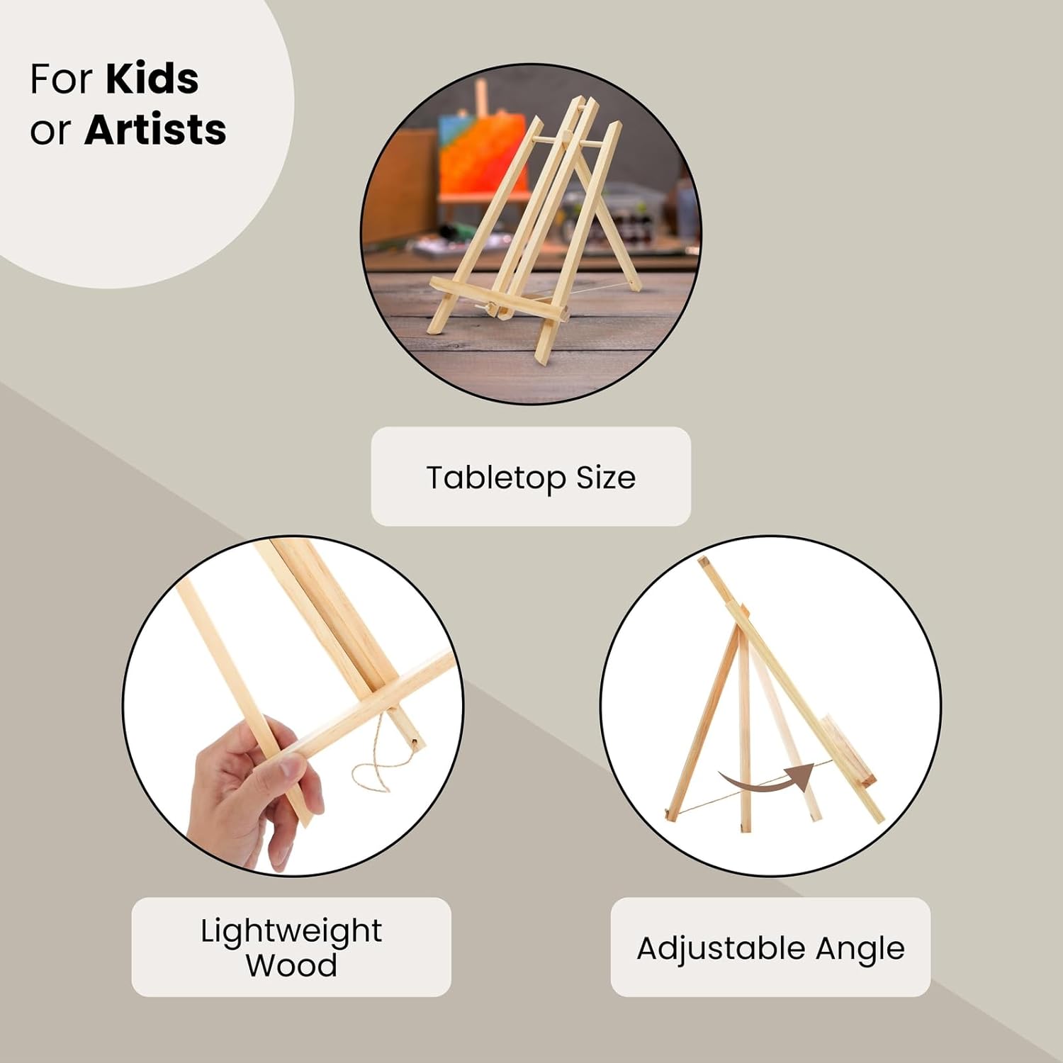 Juvale 12 Pack 13.8-inch Table Top Easels for Painting and Canvas - Wooden Holder Stand for Kids and Artists - Image 7