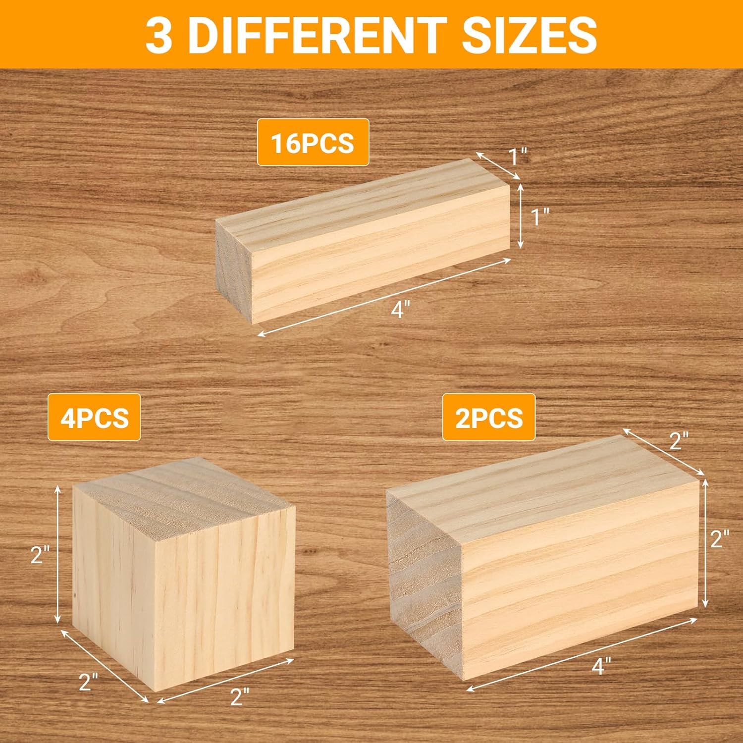 KINGBRO 22 Pack Basswood Carving Blocks, Whittling Wood Blocks Wood Carving Kit with 3 Different Sizes, Carving Soft Wooden Block for Beginners and Professional Artists DIY Wood Carving Crafts - Image 3