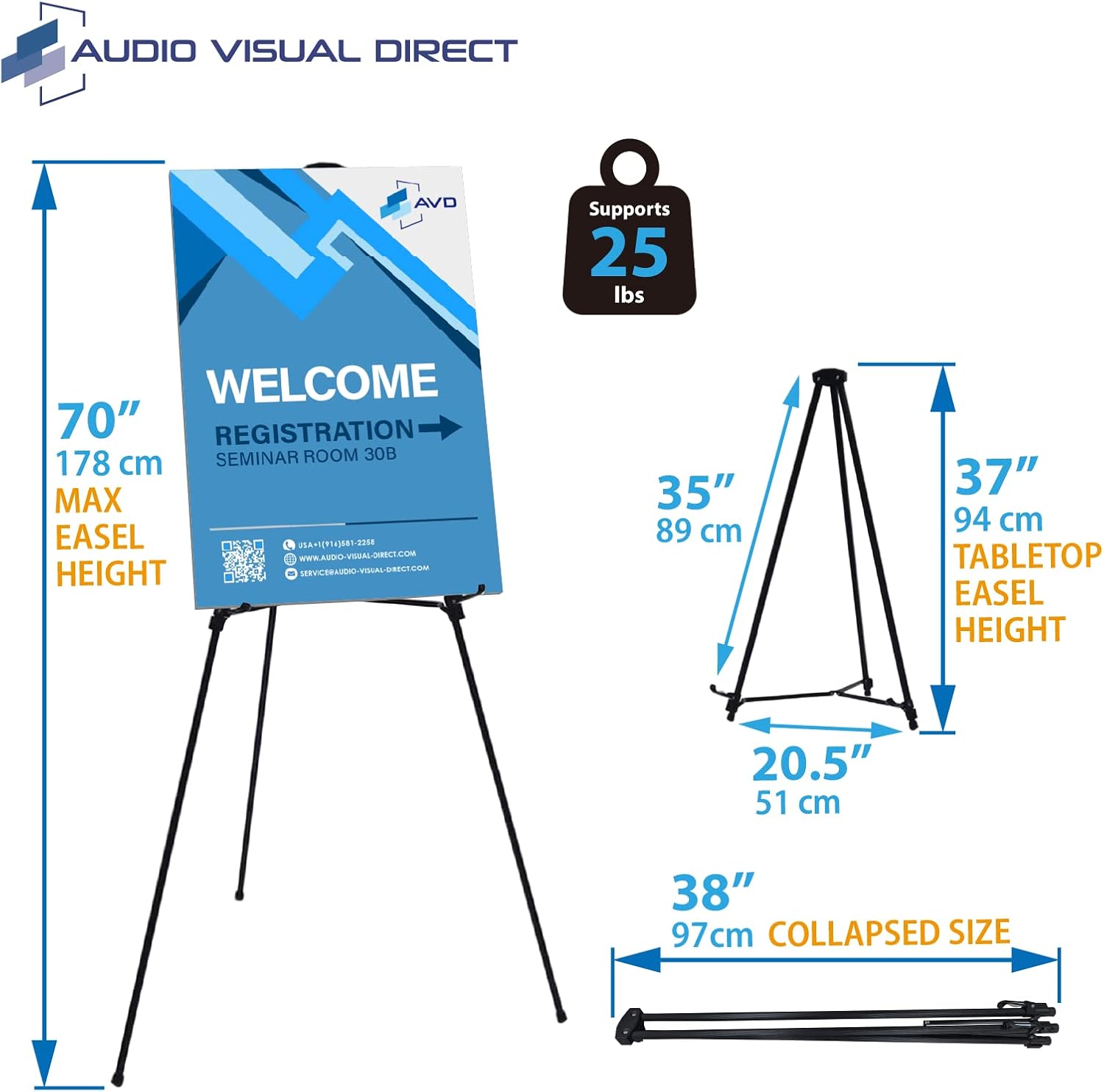 Lightweight Aluminum Telescoping Display Easel, 70 Inches, Black (2) - Image 4