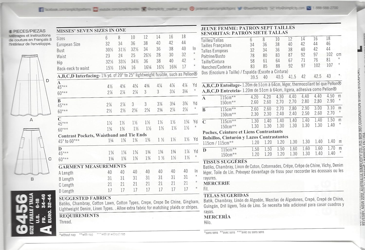 NEW LOOK Patterns Misses' Easy Wrap Skirts in Four Lengths A (6-8-10-12-14-16-18) 6456 - Image 3