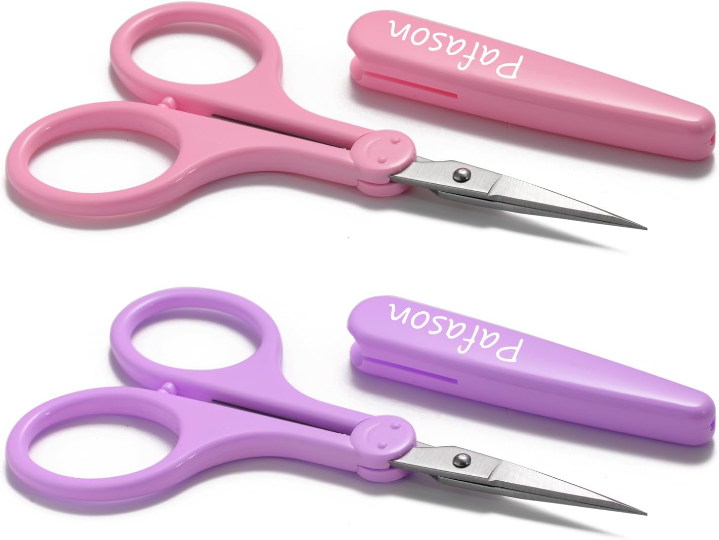 PAFASON 4" Stainless Steel Detail Craft Scissors Set with Straight Precise Tips & Safety Cap & TSA Complied Ideal for Scrapbooking, Paper Yarn Thread Fabric Cutting Sewing Quilting Embroidery Knitting