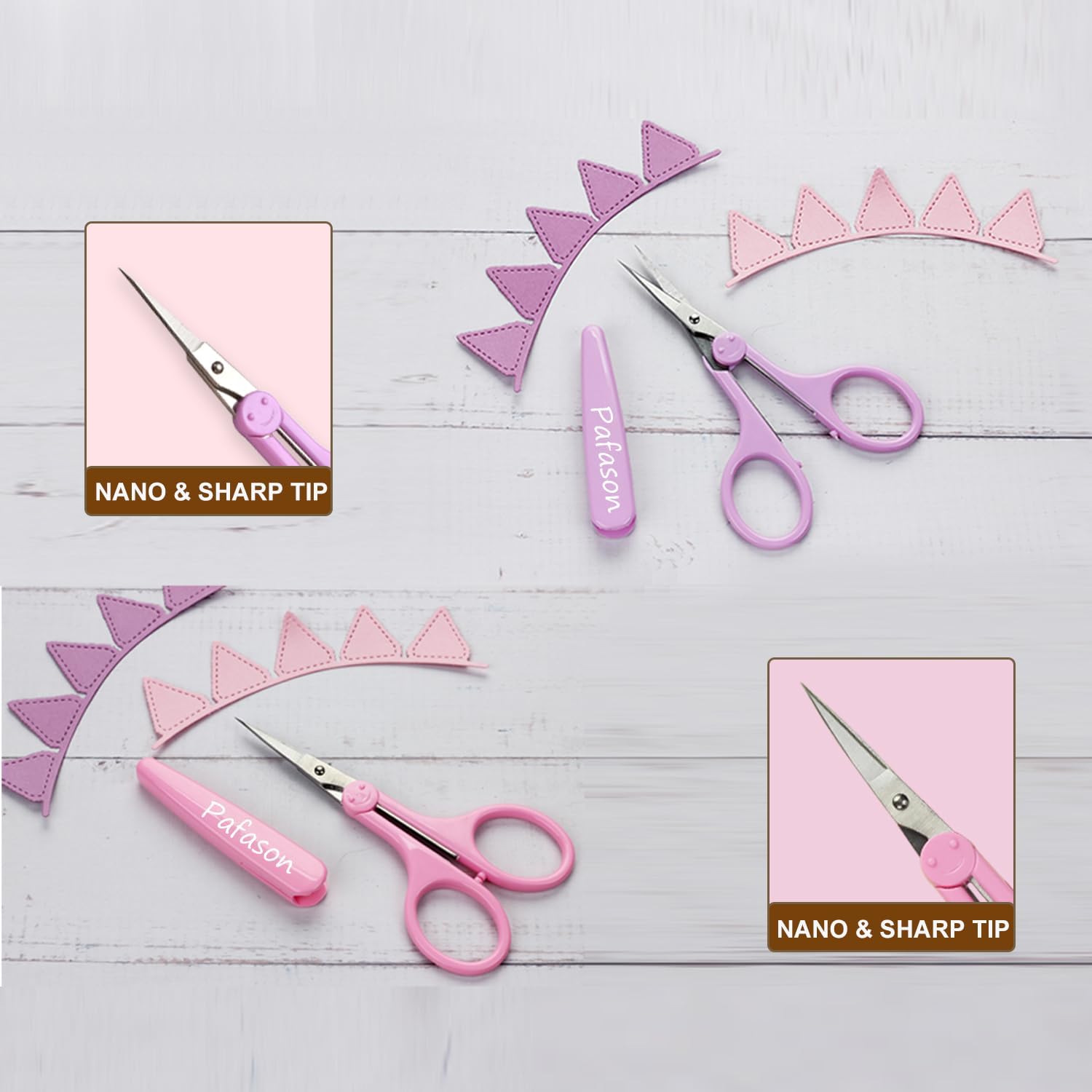 PAFASON 4" Stainless Steel Detail Craft Scissors Set with Straight Precise Tips & Safety Cap & TSA Complied Ideal for Scrapbooking, Paper Yarn Thread Fabric Cutting Sewing Quilting Embroidery Knitting - Image 6