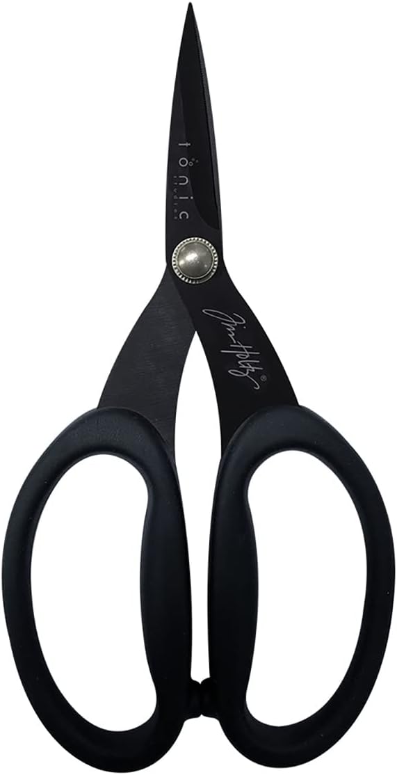 Tim Holtz Small Titanium Scissors - 7 Inch Mini Snips with Micro Serrated Blade - Non Stick Craft Tool for Cutting Paper, Fabric, and Sewing - Black Comfort Grip Handles - Image 2