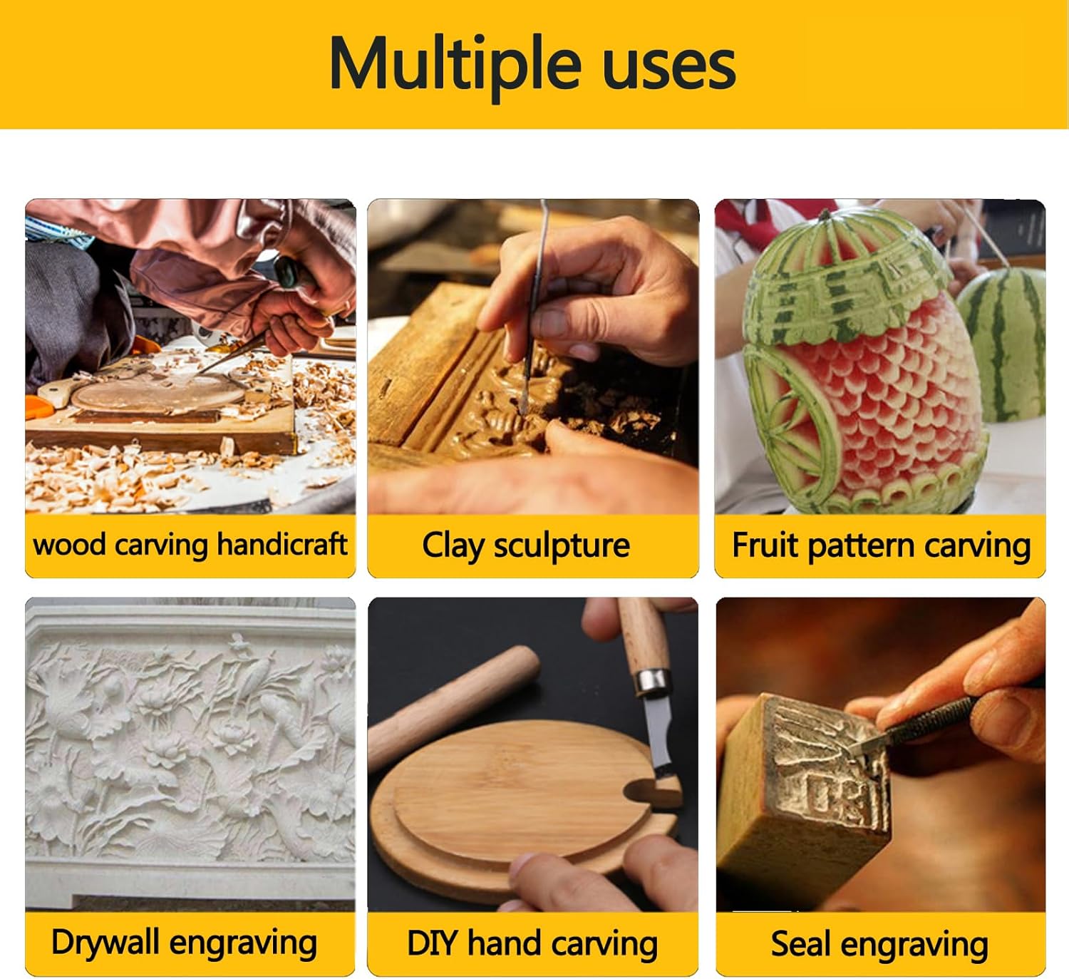 Wood Carving Tools Set 12 Pcs,Wood Carving kit Set with Canvas Roll Bag, Wood Whittling Kit for Beginners Kids & Adults,Wood Carving Knife Kit Gift (Canvas Roll Bag) - Image 3