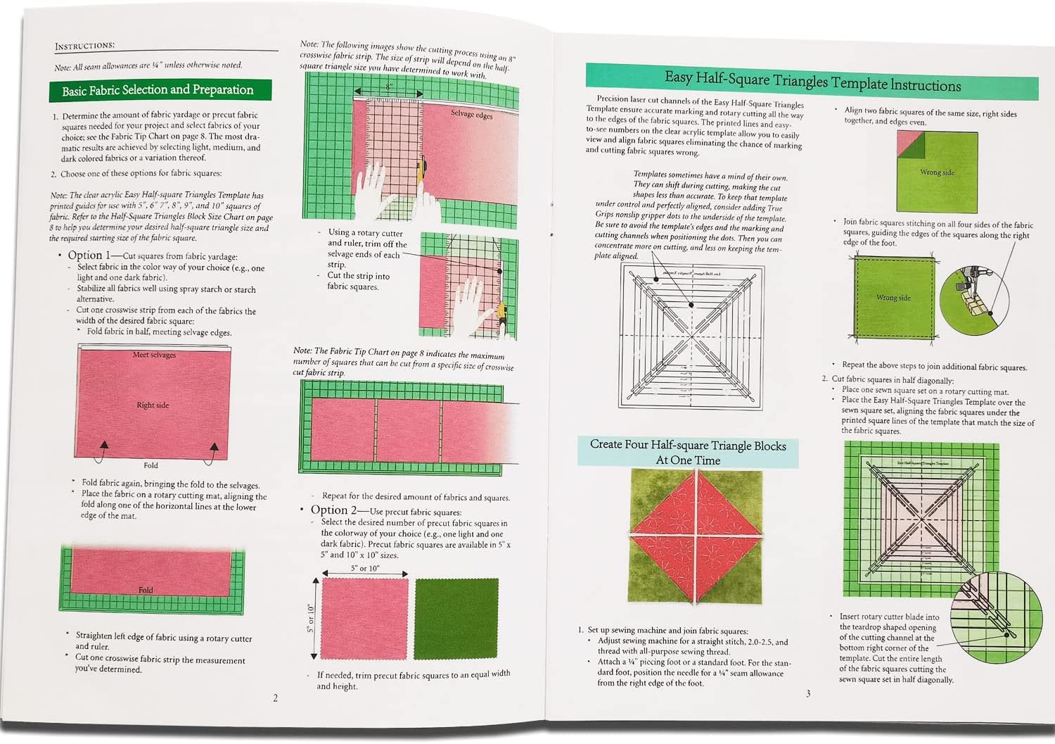 YICBOR Easy Half-Square Triangles Quilting Rulers and Template - Image 3