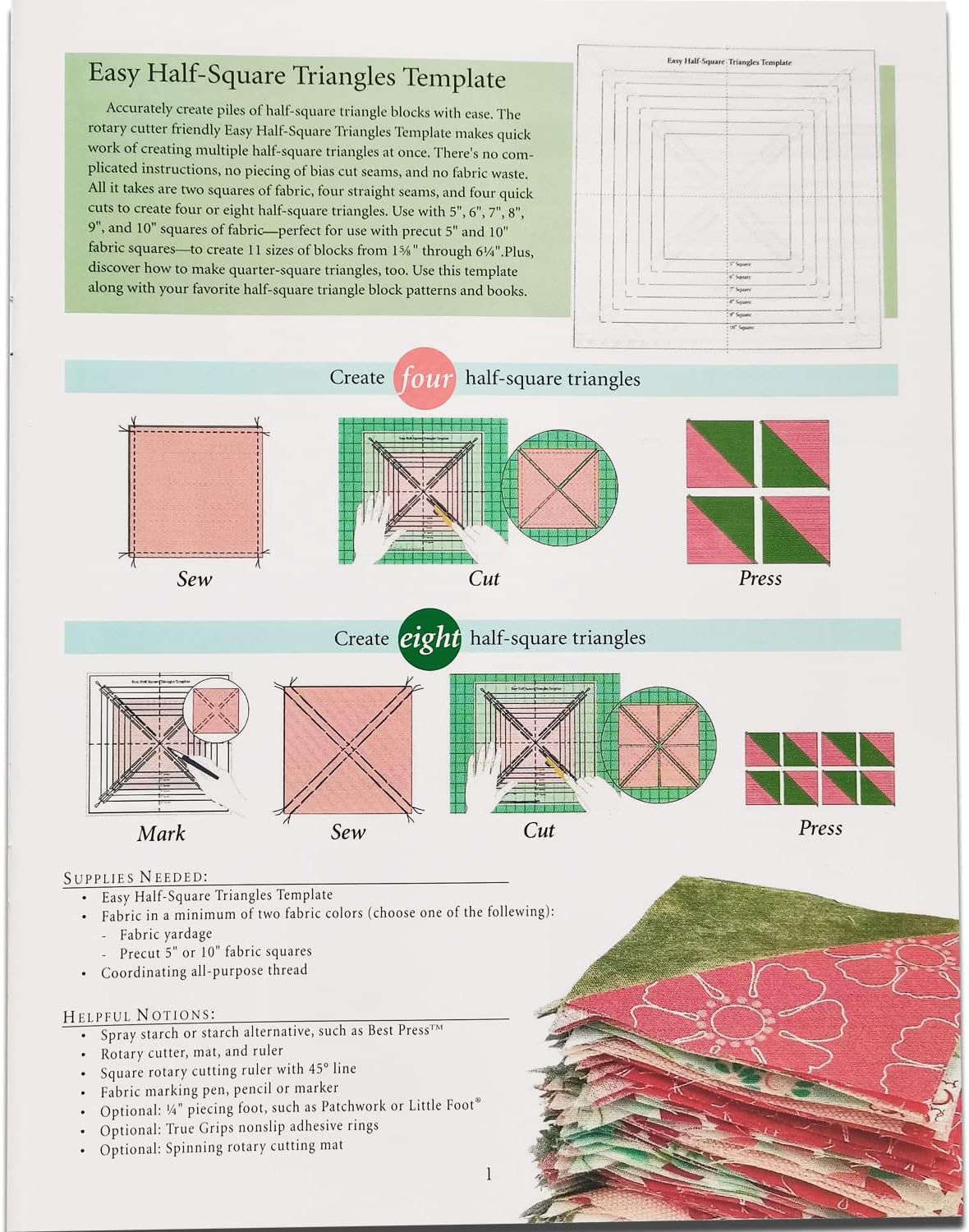 YICBOR Easy Half-Square Triangles Quilting Rulers and Template - Image 4